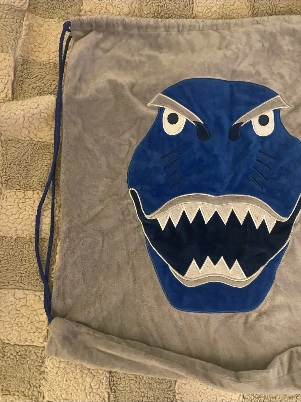 Blue Dino Drawstring Sling Bag